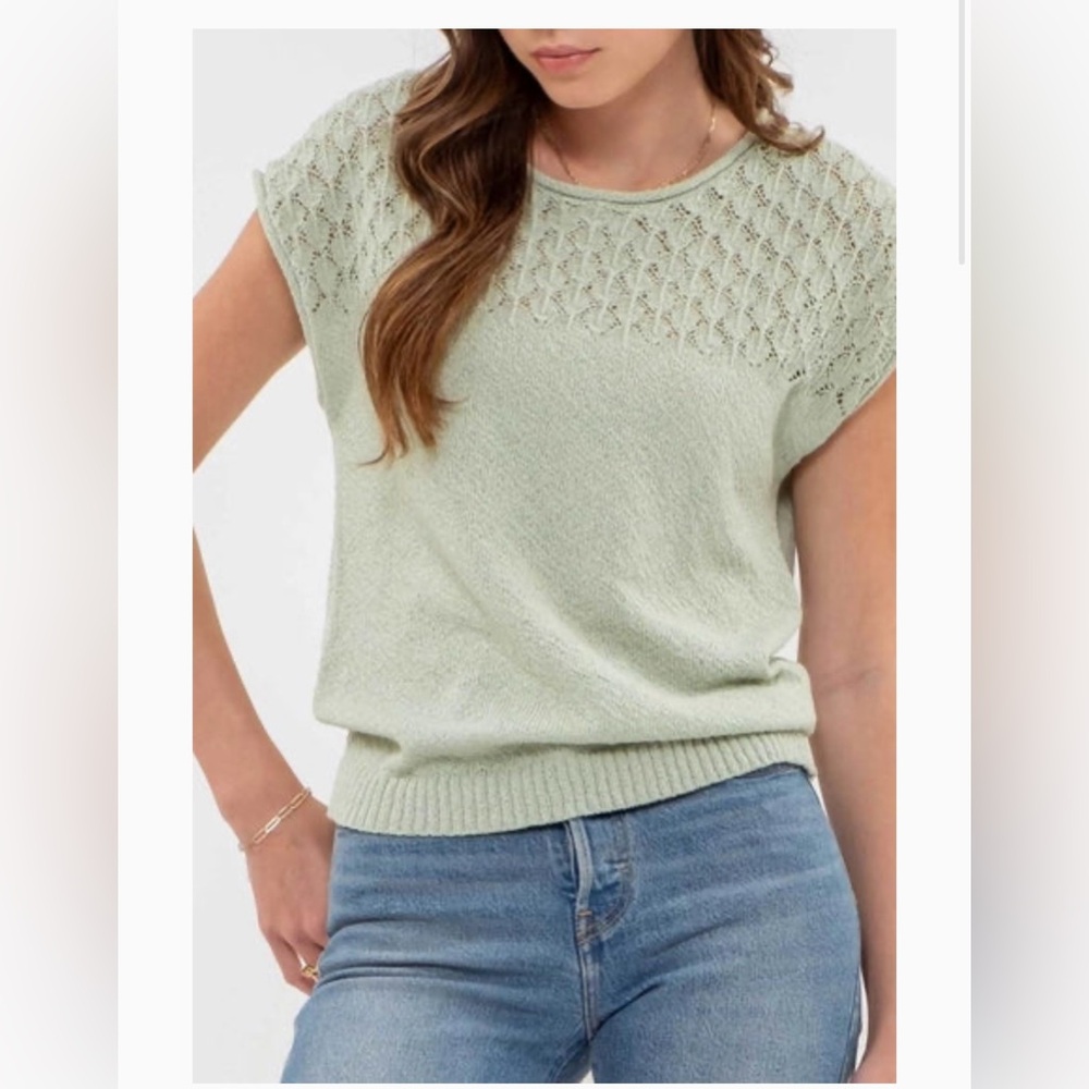 Blu Pepper Eyelet Yoke Sweater